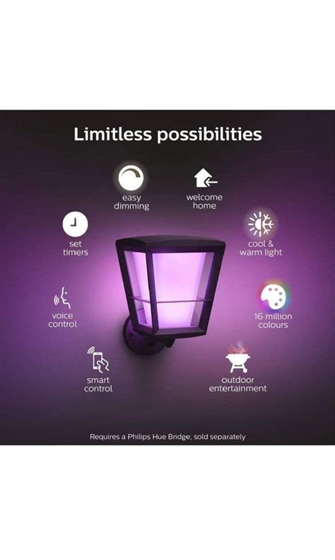 Philips Hue Econic White And Colour Ambiance Led Smart Garden Wall Light Up Or Down Lantern