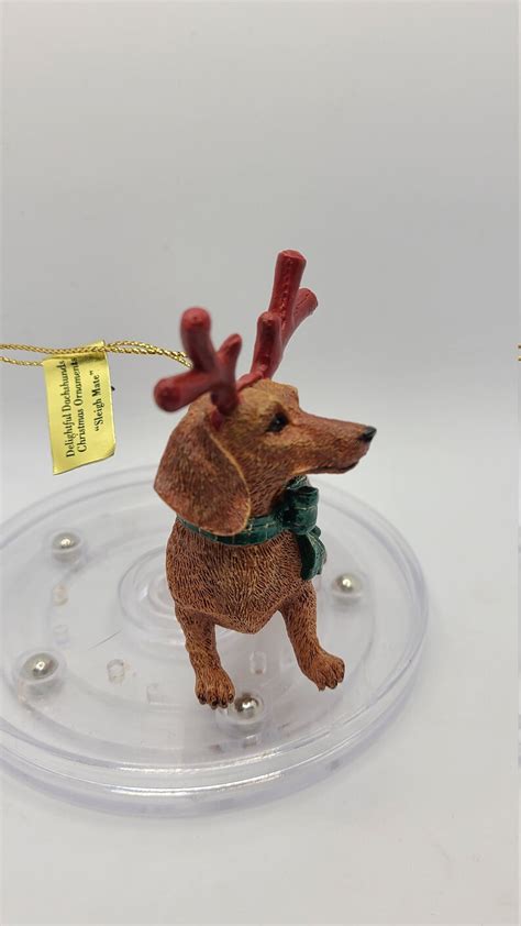 Vintage Danbury Mint Dachshund Wearing Red Antlers Etsy