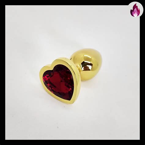 Plug Anal Dorado con Joya Corazon Talle Small Erótica
