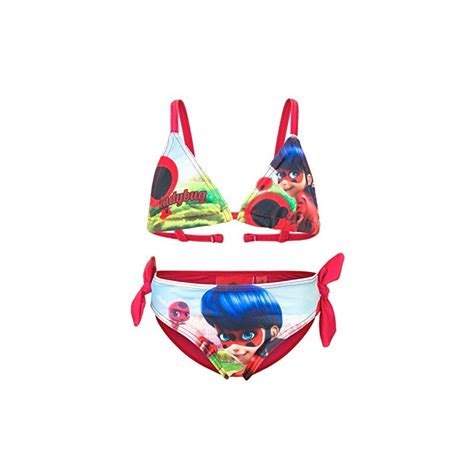 Miraculous LadyBug E Cat Noir Costume 2 Pezzi Bikini Con Fiocchetti Full Print Mare Piscina