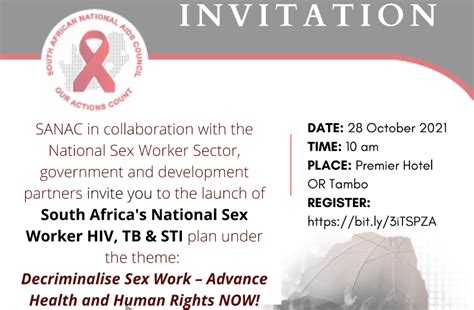 Launch Of South Africa S National Sex Worker HIV TB STI Plan SANAC