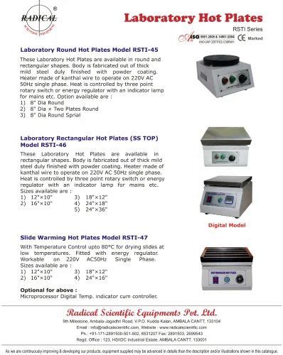 Mild Steel Laboratory Round Hot Plate Size Dia At Rs In Ambala