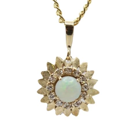 Vintage Diamond and Opal pendant C1718