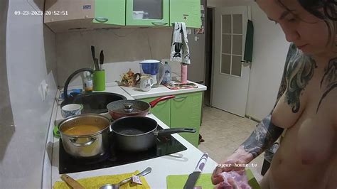 Watch Naked Girl Fisa Naked Cooking Sep Naked People With Tea Mint In Kitchen The