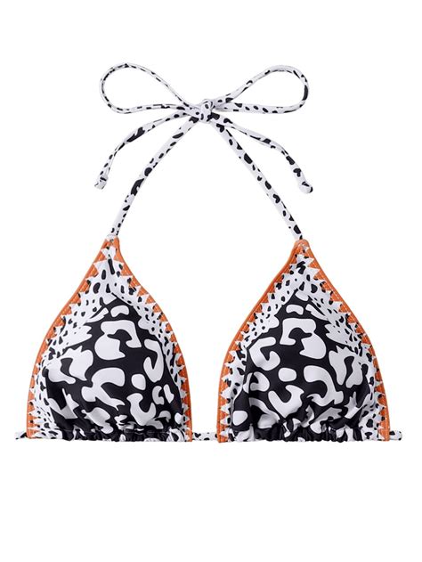 Plus Leopard Print Contrast Binding Halter Triangle Bikini Top Artofit