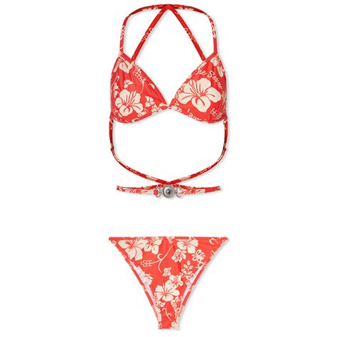Marine Serre Floral Print Bikini Red End Us
