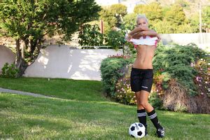 Small Boobs Erotic Blonde In Football Unifo XXX Dessert Picture