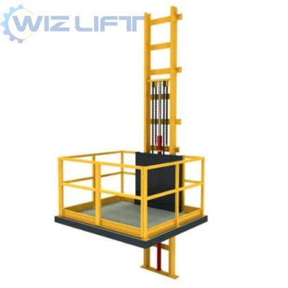 Warehouse 500kg Pallet Hydraulic Two Post Single Guide Rail Small Cargo