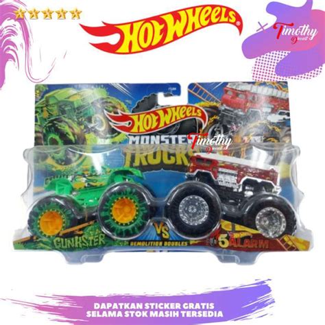 Promo Hot Wheels Monster Trucks Doubles Gunkster Vs 5 Alarm Pemadam Diskon 23 Di Seller