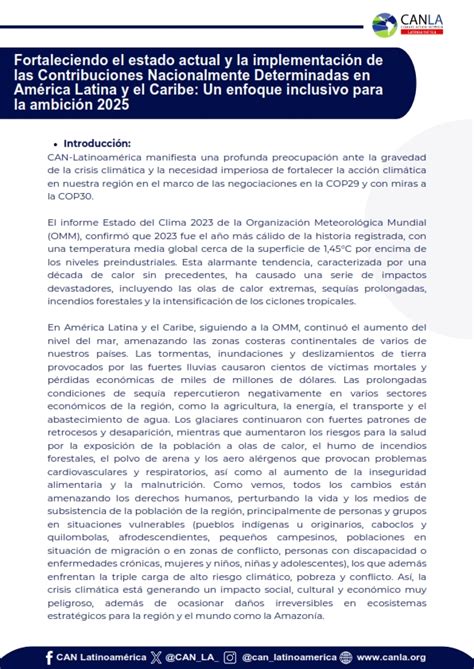 Fortaleciendo el estado actual y la implementación de las NDCs en América Latina y el Caribe un