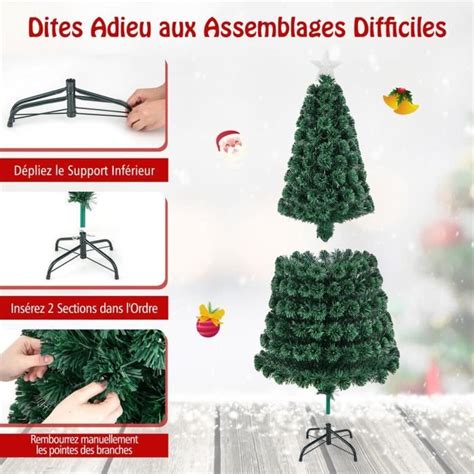 Costway Sapin De No L Artificiel De Cm Avec Lumineux Led