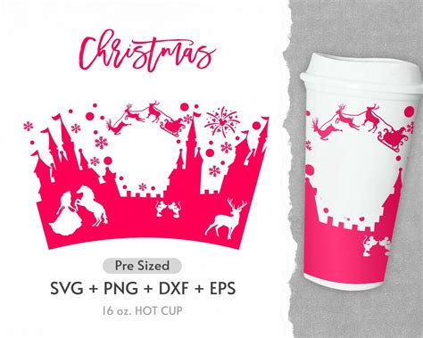 16oz Christmas Hot Cup Svg Christmas Tree Svg Venti Full Wrap Svg Christmas Xmas Light Svg