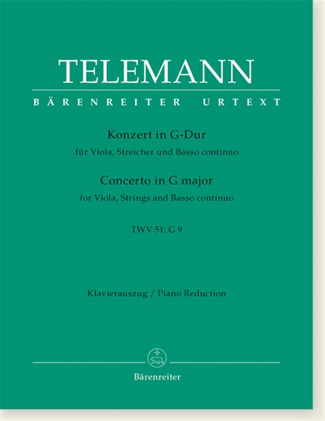 Telemann Concerto In G Major For Viola Strings And Basso Continuo Twv