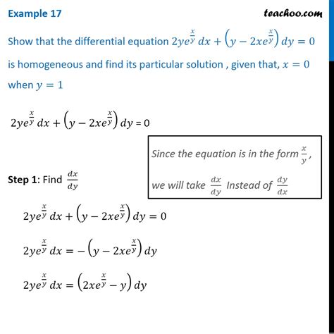 Example 17 Show 2y E Xy Dx Y 2x Exy Dy 0 Particular