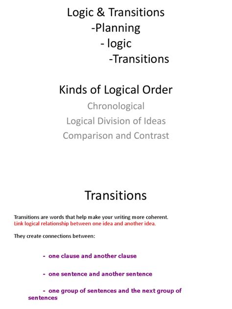 logic transitions planning logic transitions kinds  logical