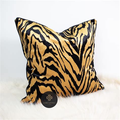 Luxe Golden Velveteen Tiger Skin Print Pillow Cover No Filling Classic