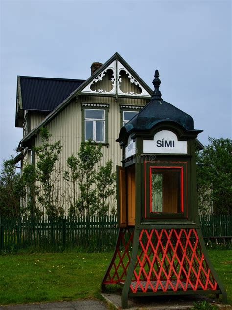 Old Phone Booth Displayed On The Meadow In Iceland Editorial Image