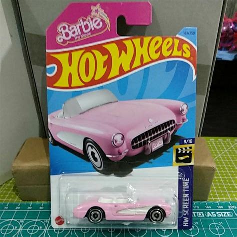 Jual Hot Wheels Corvette Barbie The Movie Hw Screen Time Pink Shopee Indonesia