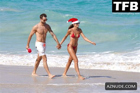 Izabel Goulart Sexy Gets Into The Christmas Spirit Wearing A Tiny Red Bikini At The Beach In St