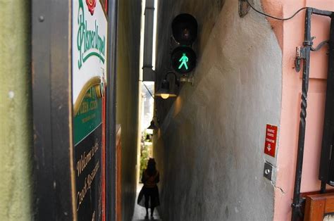 Watch Out For The Trafic Lights When You Want To Pass In Pragues Narrowest Street The Vintage