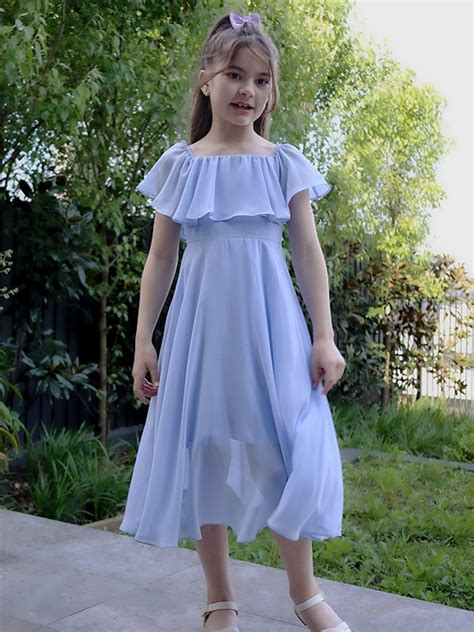 A Line Princess Chiffon Ruched Off The Shoulder Short Sleeves Tea