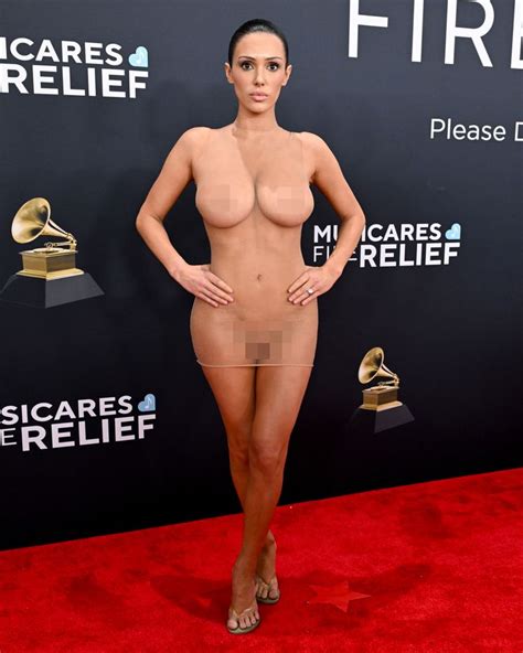 Kanye Wests Wife Bianca Censori Wore A Literal Naked Dress To The 2025 Grammys