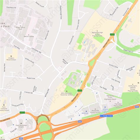 High Wycombe Modern Atlas Vector Map Boundless Maps