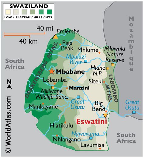 Swaziland Large Color Map