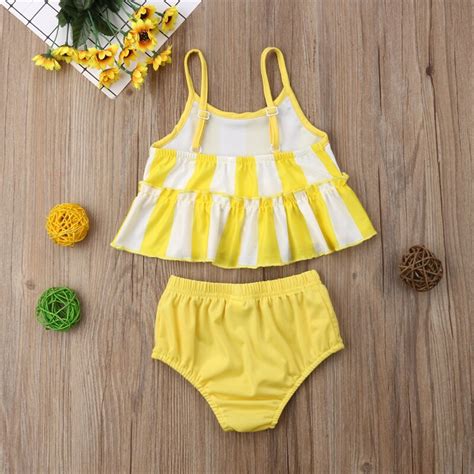 Girls Swimwear Summer Striped Girls Bikini Set Hig Vicedeal