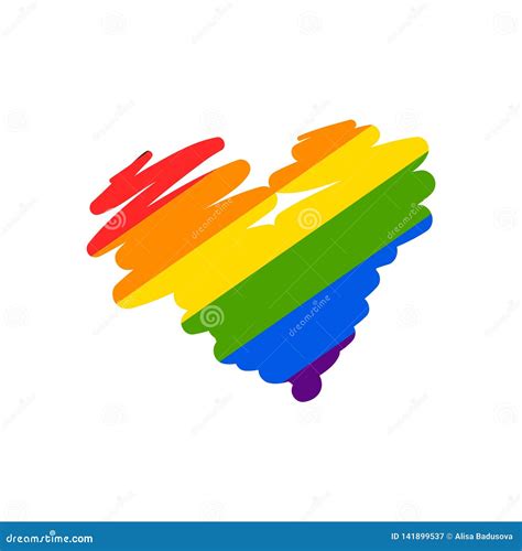 Vector Abstract Doodles Pattern Hand Drawn Heart Pride Love Peace With Rainbow Gay Parade