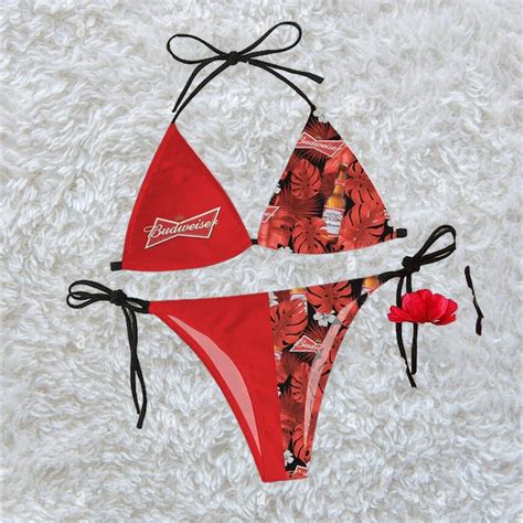 Tropical Floral Budweiser Triangle Beach Bikini Tw Hearthtops Store