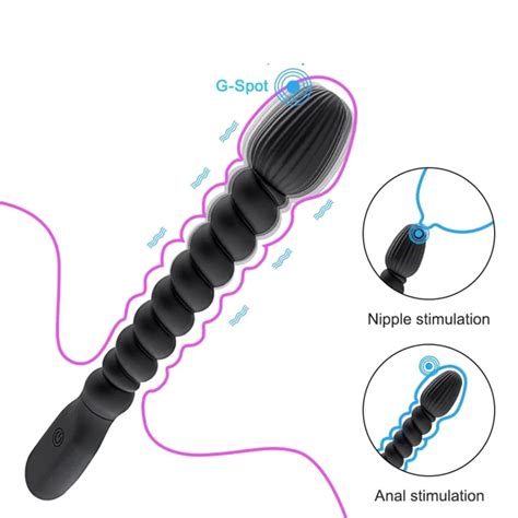 Vibrating Rechargeable 7 Inch Spiral Anal Vagina Sex Toy 116