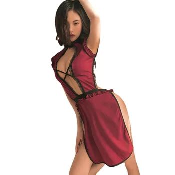 Chinese Sexy Qipao Pajamas Nightclub Role Play Cheongsam Lingerie Hollow Temptation Cheongsam
