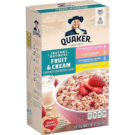 Quaker Instant Oatmeal Fruit And Cream Variety Pack 8 Count Pack Of 1