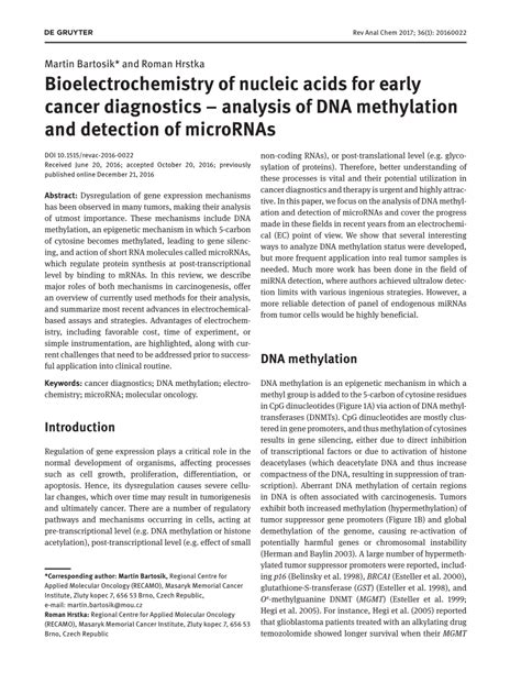 Pdf Bioelectrochemistry Of Nucleic Acids For Early Cancer Diagnostics