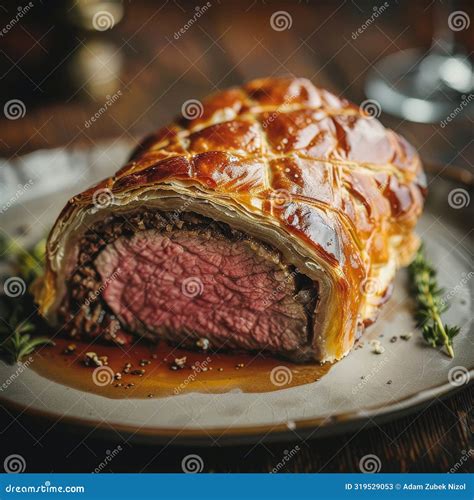 Delicious Roast Beef with Flaky Pastry Crust Stock Illustration