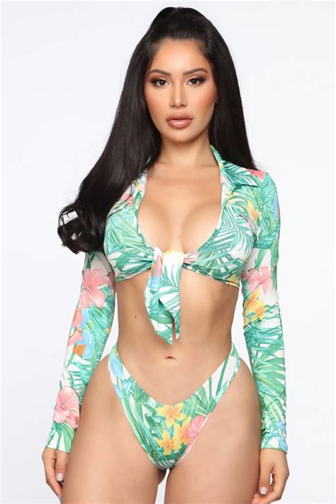 Tropical Floral Print Swimwear Sexy Bathing Suit Bikini China Long Sleeve Bikini And Tropical