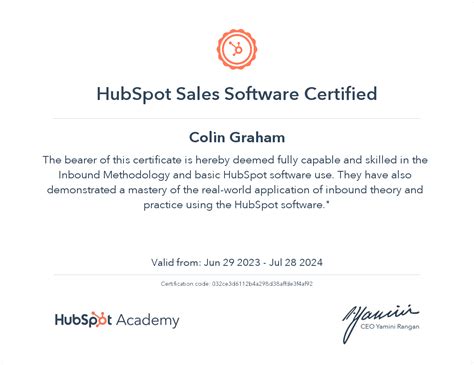 Hubspot Academy Hubspot Sales Software Certification