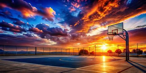 Golden Hour Basketball Court Breathtaking Sunset Views of an Outdoor ...