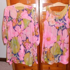 70s Peignoir Set Vintage Pink Lingerie Pink Navy Boudoir Set Short Robe Nylon Wedding Night