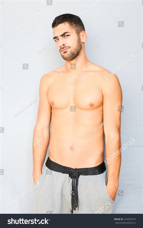 Handsome Man Half Naked Smiling On Stock Photo 214255519 Shutterstock
