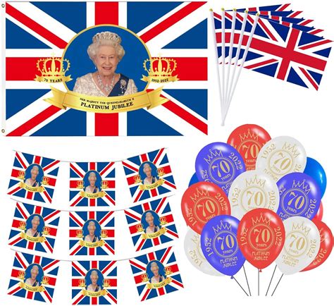 Set Of 4 Queen Platinum Jubilee Decorations 2022 Party