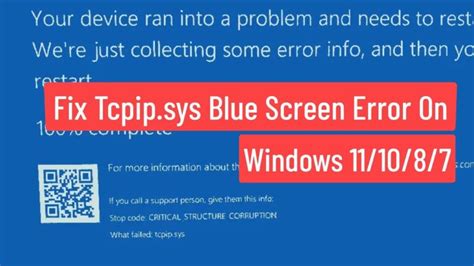 Soluci N Para El Error De Pantalla Azul De Tcpip Sys En Windows Mundowin