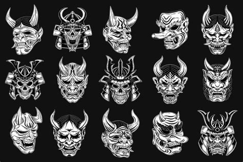 Set Mega Bundle Dark Art Japanese Oni Mask and Death Warrior Skull ...