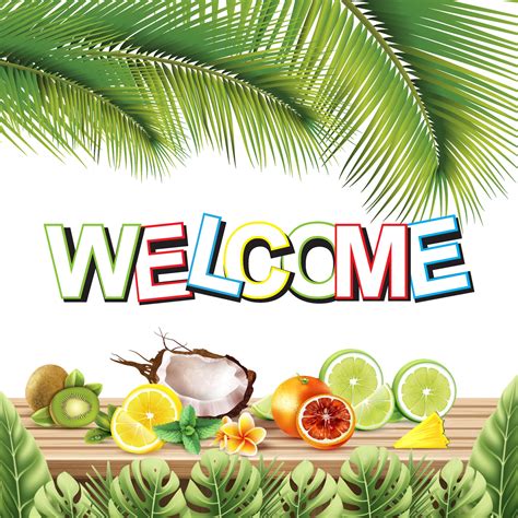 Welcome Summer Fruits Vector Background Design Welcome Summer Enjoy
