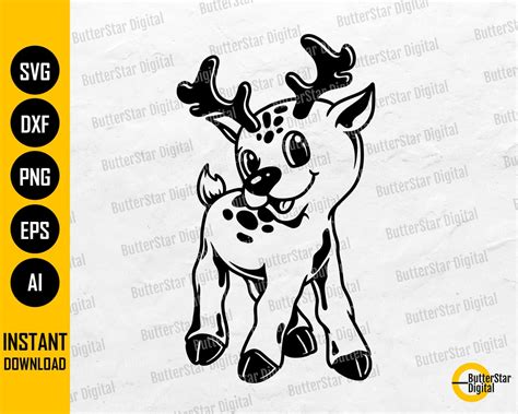 Cute Baby Reindeer Svg Christmas Svg Winter Vinyl Stencil Graphics