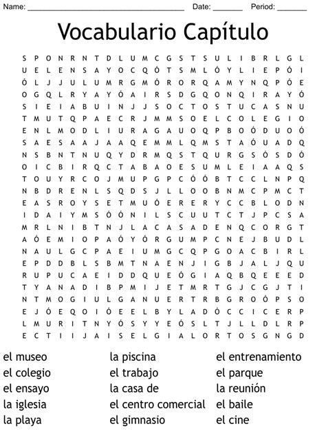 Vocabulario Capítulo Word Search WordMint