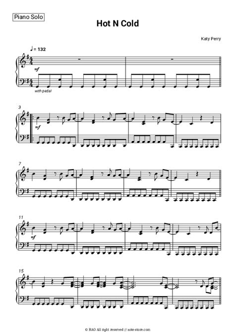 Hot N Cold Piano Sheet Music Katy Perry In Note Store Piano Solo Sku Pso