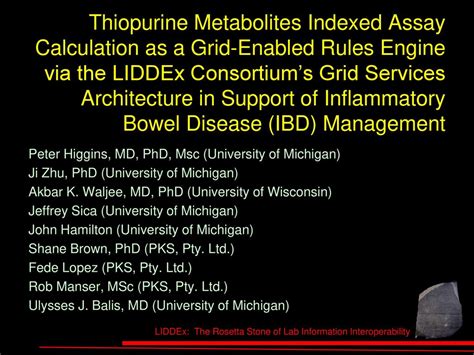 Thiopurine Metabolites Indexed Assay Calculation As A Grid Enabled