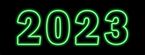 Green neon colored 2023 year isolated on black 13132375 Vector Art at ...